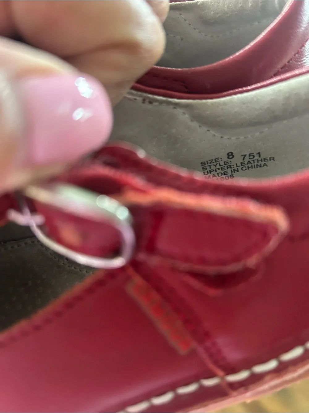 L'Amour Red Leather T-Strap Mary Jane Kids Shoes